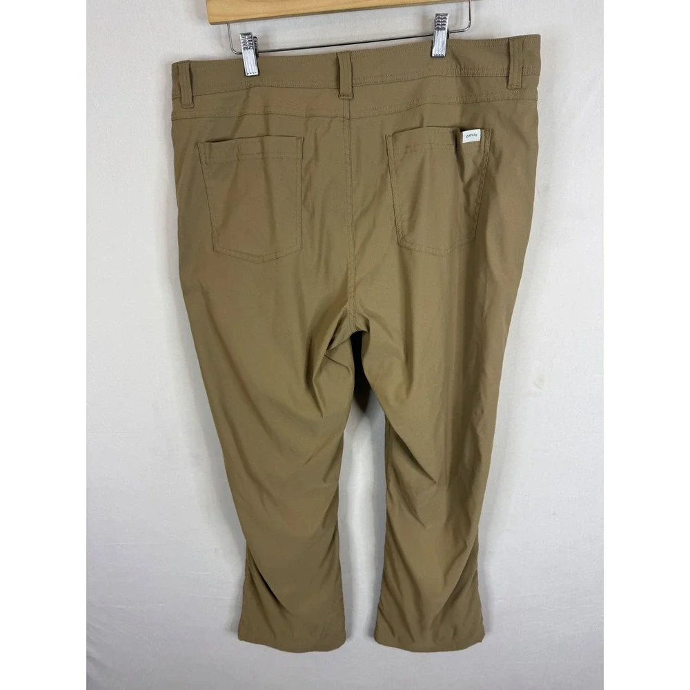 Orvis Classic Collection Fleece Lined Pants Mens 38x29 Tan Khaki Nylon Stretch